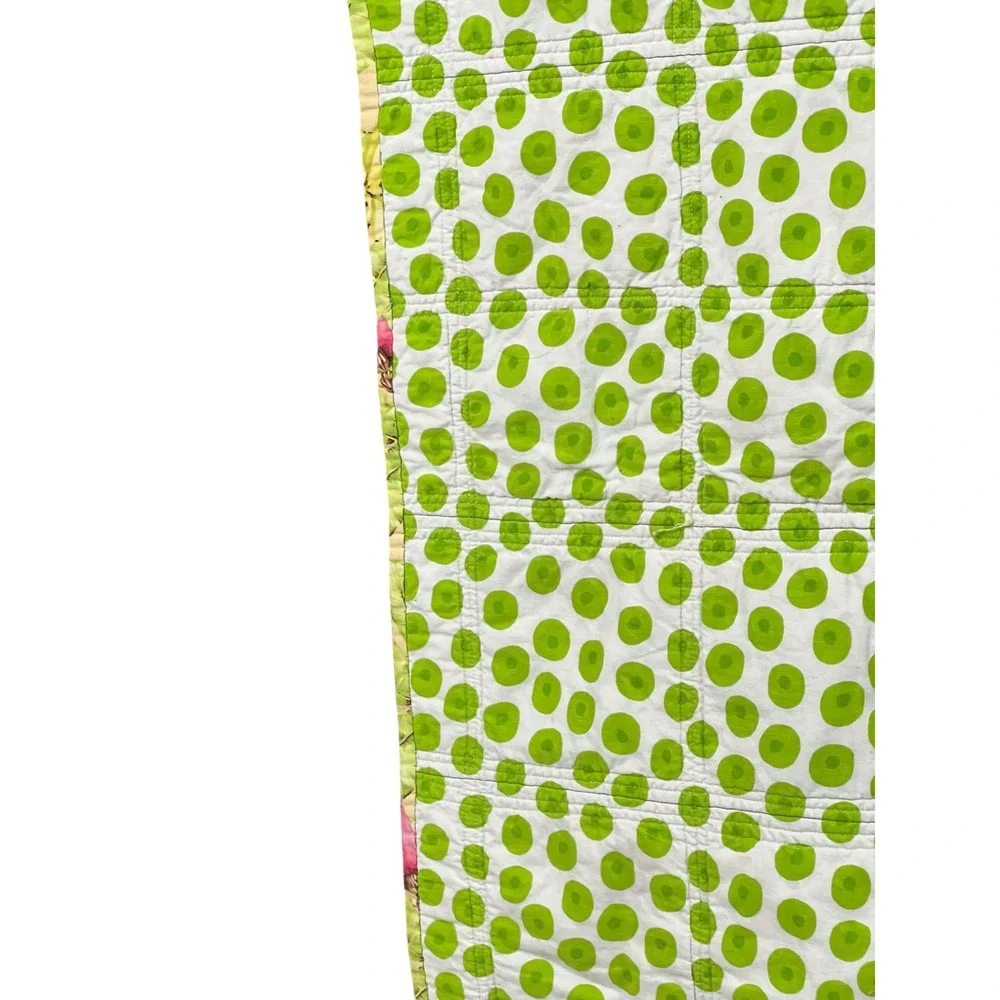 Modern Green Geometric Patchwork Quilt 40x40 Wall Hanging Small Throw